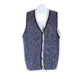 Westbound Knit Vest Front Buttons Jasper Blue Large ESW2717